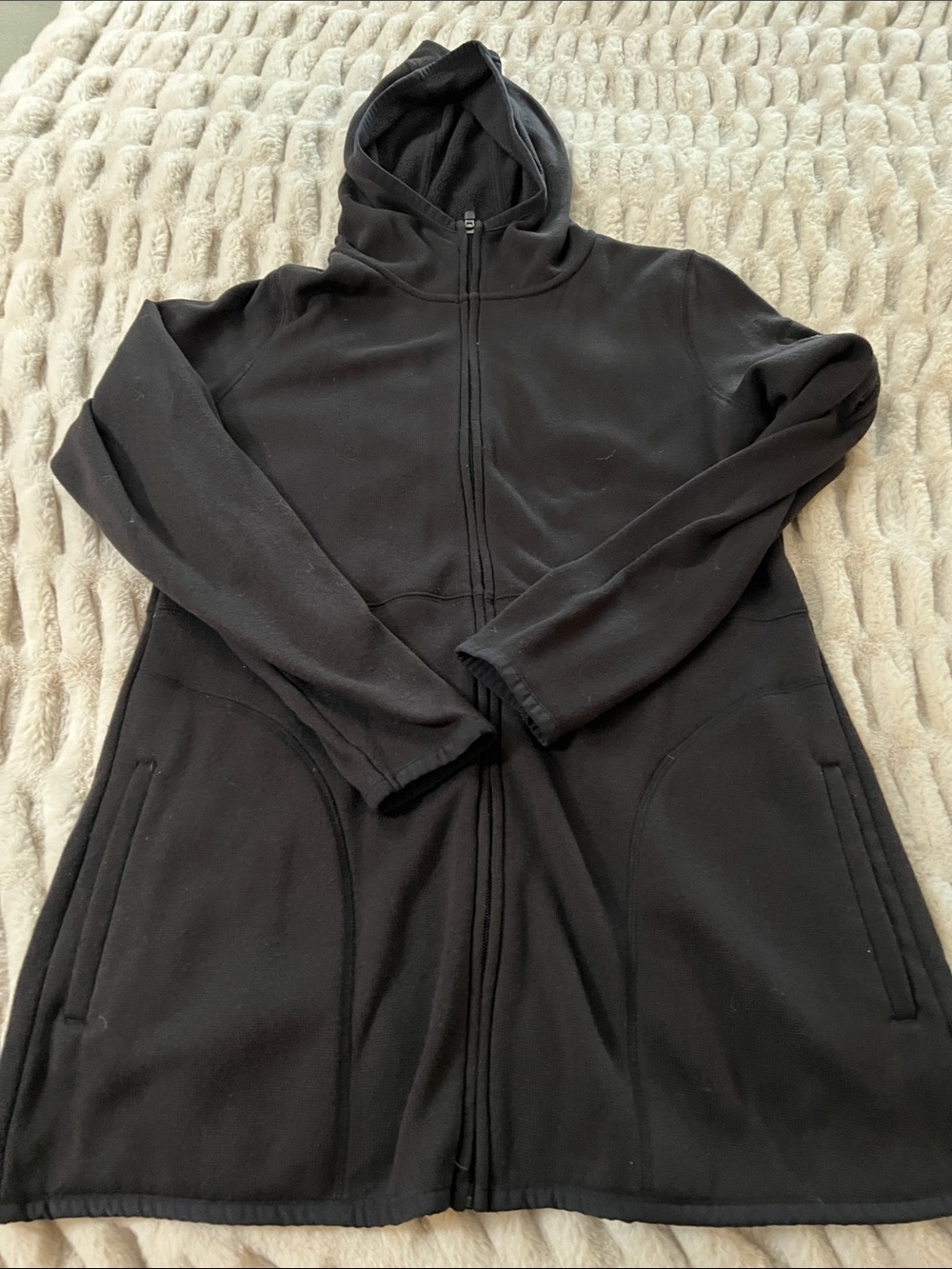 tek gear Black Hooded Zip-Up Trench Coat